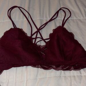 Elegant Lace Bralette in Deep Burgundy
